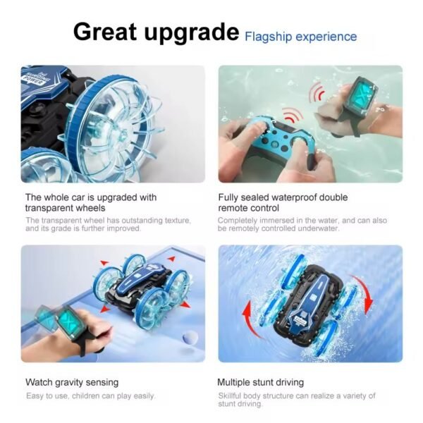 LED Amphibious Remote Control Car – Waterproof Stunt Car with Double Sided Drift & 360° Rotation - Image 2
