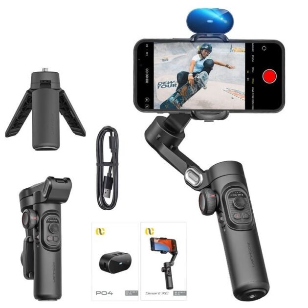 SmartXE 3-Axis Handheld AI Gimbal Stabilizer – AI Face Tracking for iPhone & Android, Perfect for TikTok, Vlogs, and Smooth Video Recording