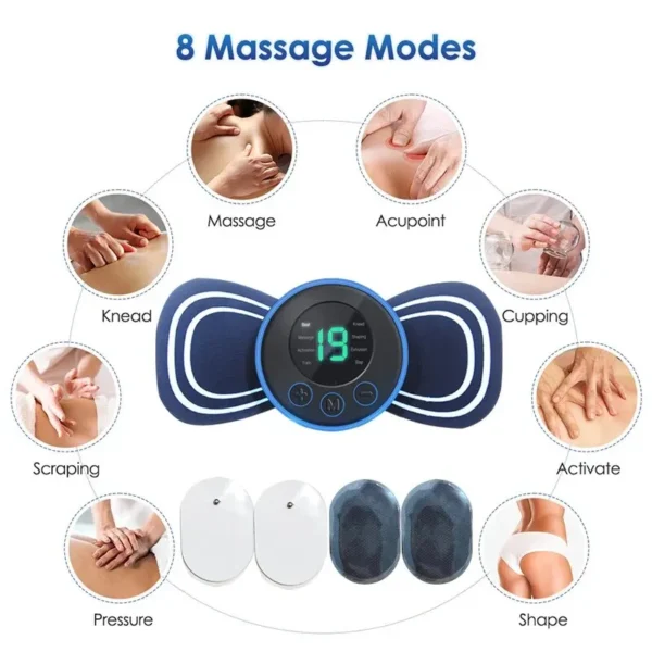 Portable Electric Intelligent Mini Neck Massager Patch for Back and Shoulder Massager with Pad and Remote - Image 5