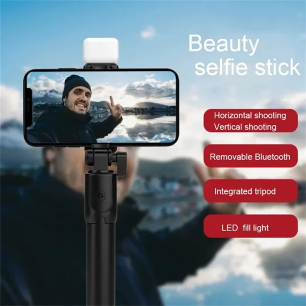 Cell Phone Selfie Stick Tripod Bluetooth Remote Wireless Selfi Stick Phone Holder Stand with Beauty Fill Light for Phone - Image 7