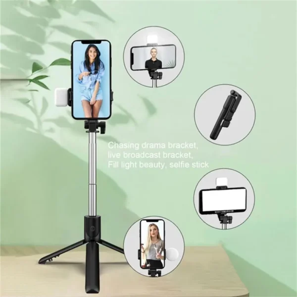Cell Phone Selfie Stick Tripod Bluetooth Remote Wireless Selfi Stick Phone Holder Stand with Beauty Fill Light for Phone - Image 8