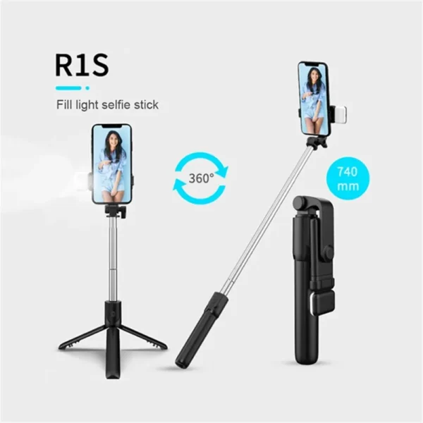 Cell Phone Selfie Stick Tripod Bluetooth Remote Wireless Selfi Stick Phone Holder Stand with Beauty Fill Light for Phone - Image 5