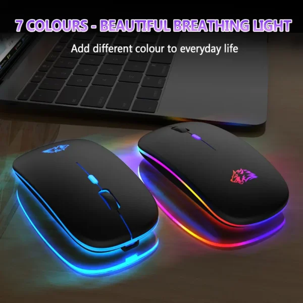 Wireless Mouse Bluetooth and 2.4Ghz Dual Modes Rechargeable RGB Ergonomic Silent Click for PC Ipad Laptop Cell Phone TV - Image 4