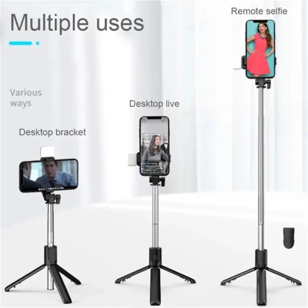 Cell Phone Selfie Stick Tripod Bluetooth Remote Wireless Selfi Stick Phone Holder Stand with Beauty Fill Light for Phone - Image 6