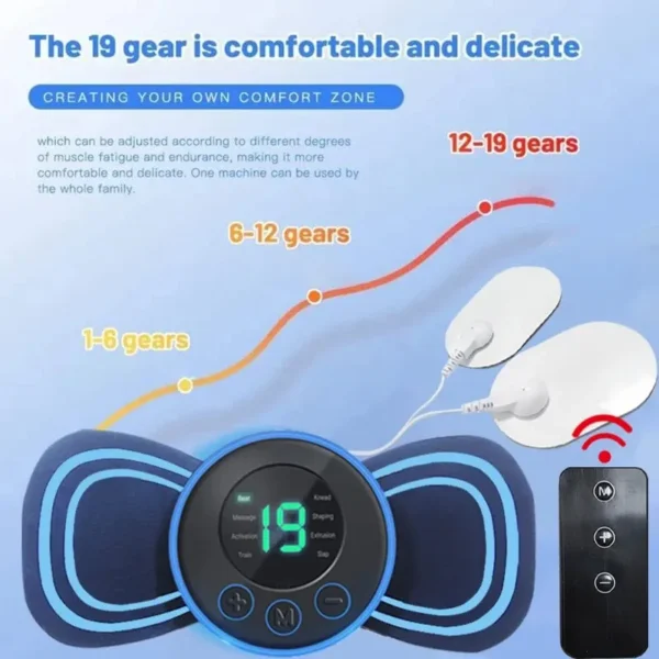 Portable Electric Intelligent Mini Neck Massager Patch for Back and Shoulder Massager with Pad and Remote - Image 6